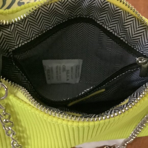 LE-MIEL-STATEMENT NEON YELLOW TOP HANDLE BAG WITH SILVER CROSBODY HARDWAREK-NWT - Picture 4 of 11